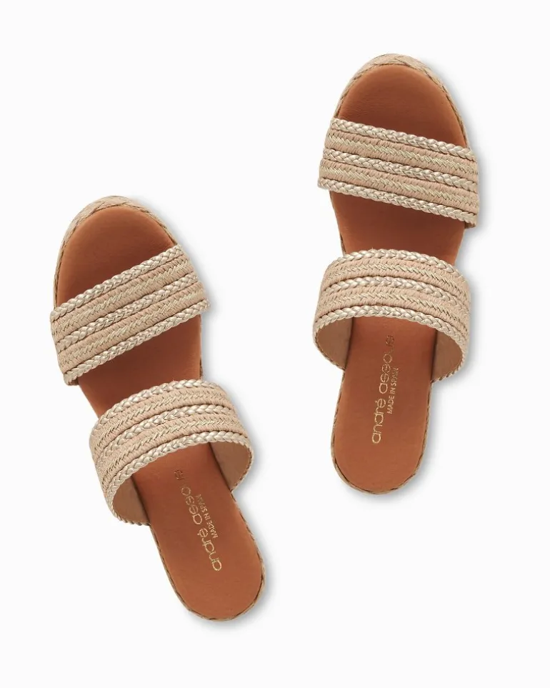 André Assous Nolita Metallic Raffia Wedges