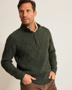 Beachscape Cable Button-Mock Sweater