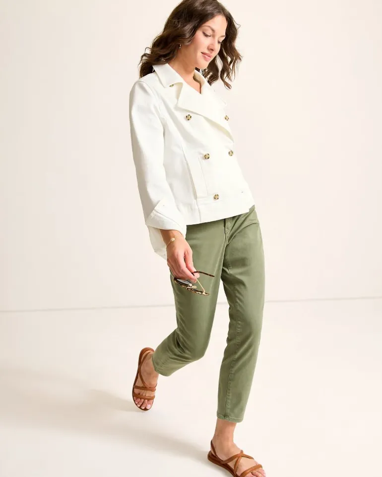 Cotton Twill Cropped Peacoat