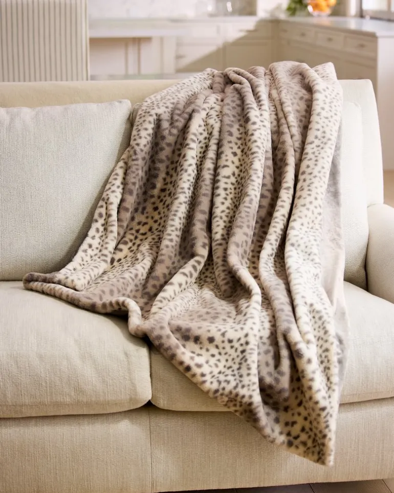 Faux Fur Printed Cheetah Throw