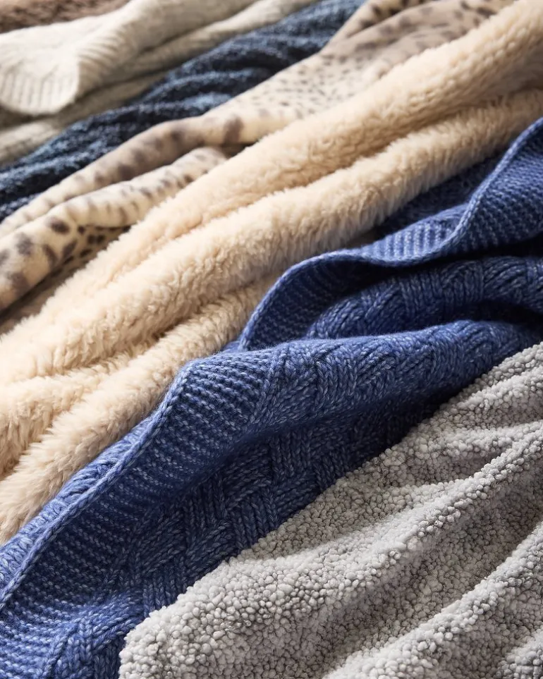 Faux Sable Ivory Knit Throw