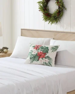 Festive Palms Velvet Embroidered Decorative Pillow