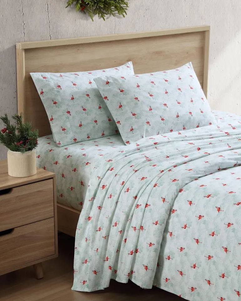 Flamingo Santa 4-Piece King Sheet Set