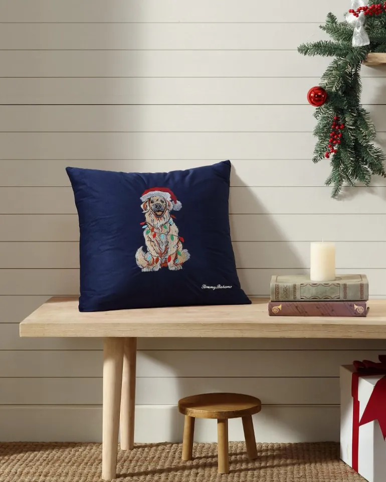 Holiday Retriever Velvet Decorative Pillow