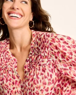 Jeweled Jaguar Pintuck Blouse
