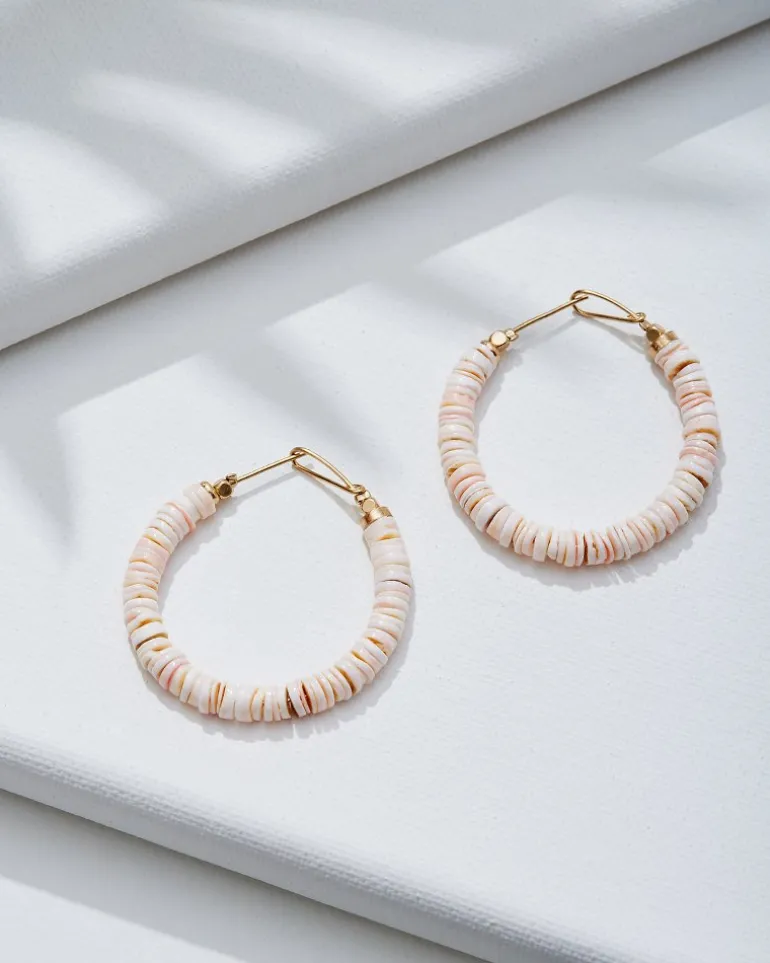 Sanibel Island Heishi Shell Hoop Earrings