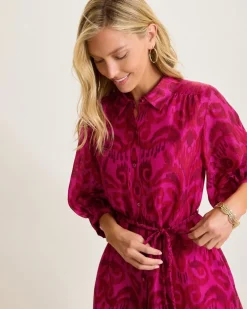Seaside Ikat Midi Shirt Dress