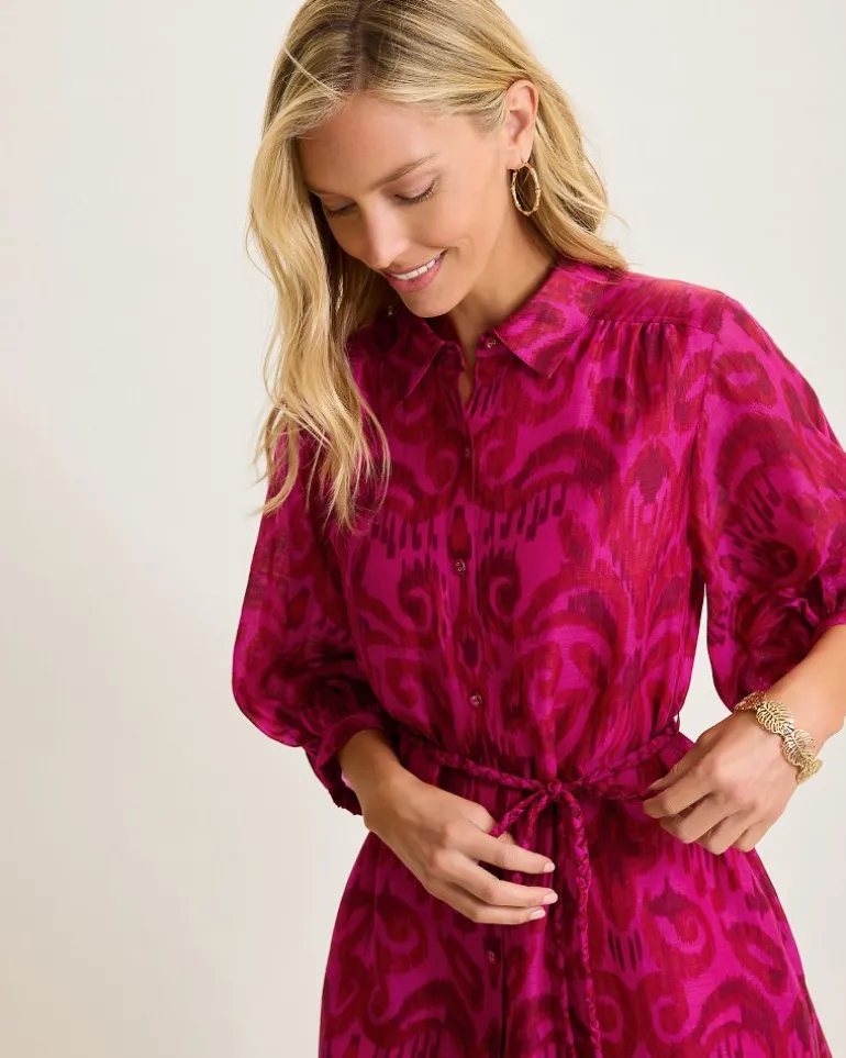 Seaside Ikat Midi Shirt Dress