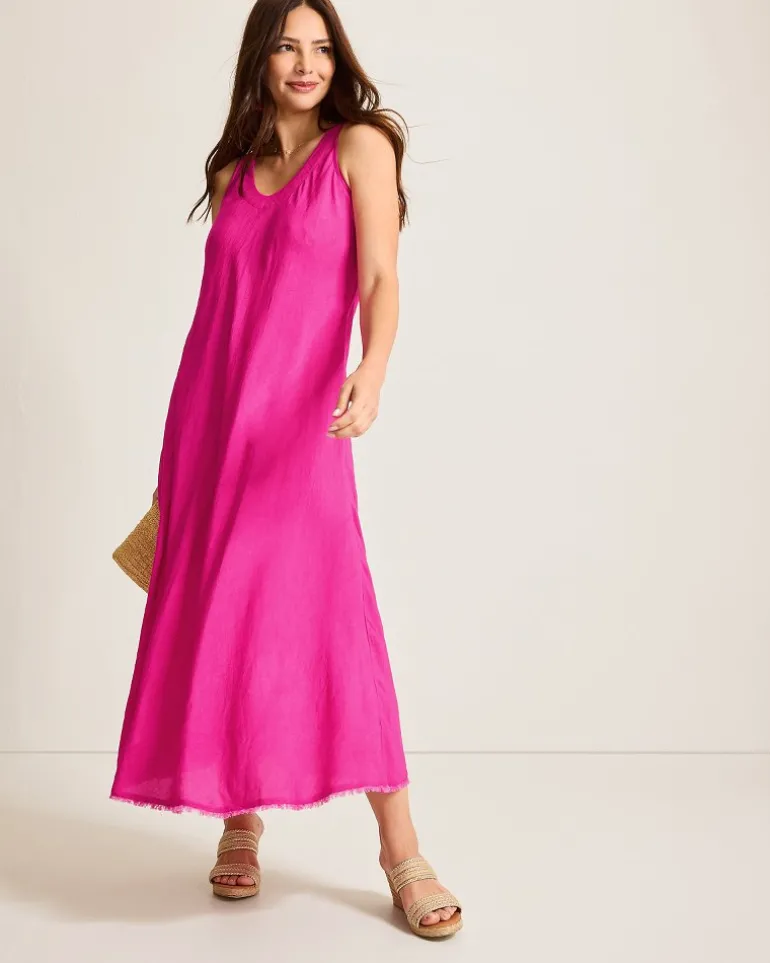 St. Lucia Linen-Blend Bias-Cut Coverup Dress