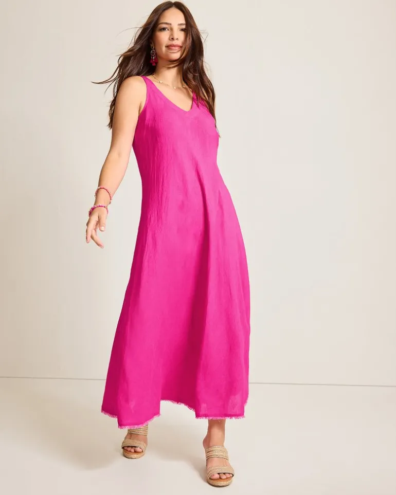 St. Lucia Linen-Blend Bias-Cut Coverup Dress