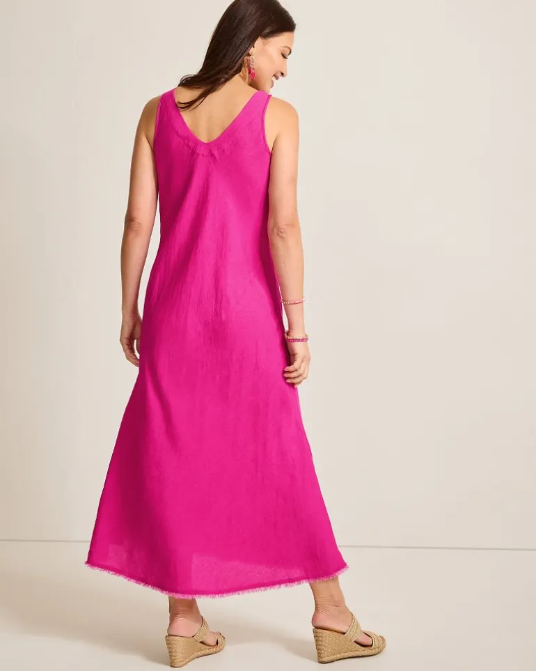 St. Lucia Linen-Blend Bias-Cut Coverup Dress